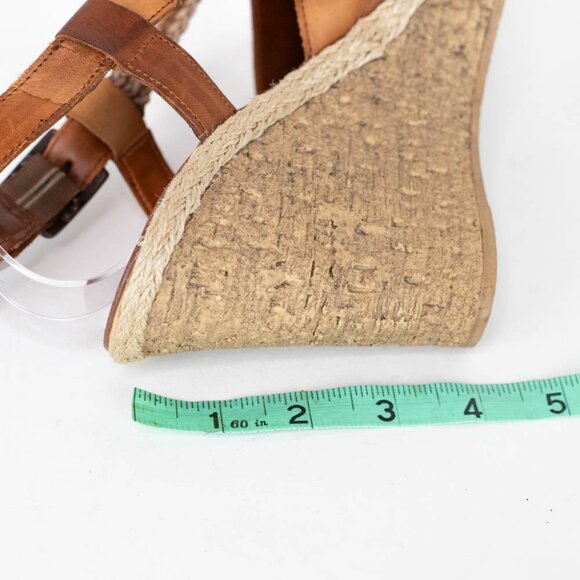 Aldo Brown Braided Leather Wedge Sandals Size US 9.5 EUR 40 - Picture 7 of 9